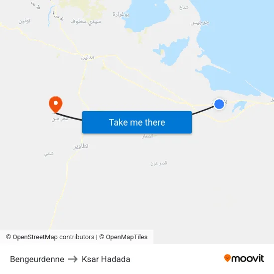 Bengeurdenne to Ksar Hadada map