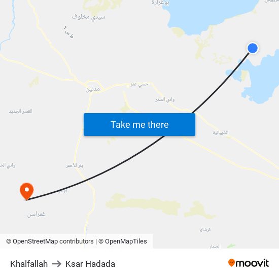 Khalfallah to Ksar Hadada map