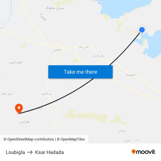 Loubigla to Ksar Hadada map