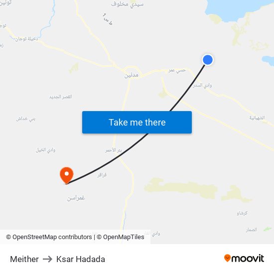 Meither to Ksar Hadada map