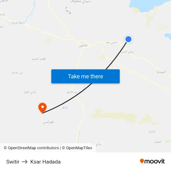 Switir to Ksar Hadada map