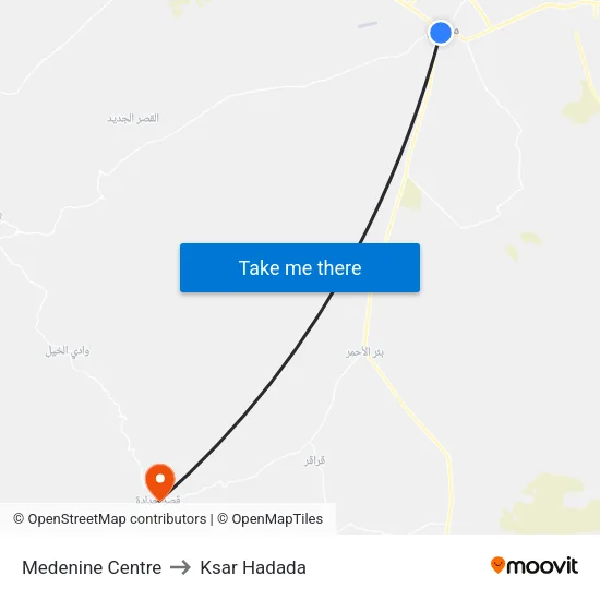 Medenine Centre to Ksar Hadada map