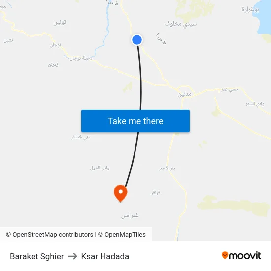 Baraket Sghier to Ksar Hadada map