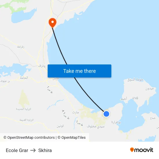 Ecole Grar to Skhira map