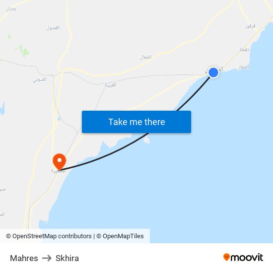Mahres to Skhira map