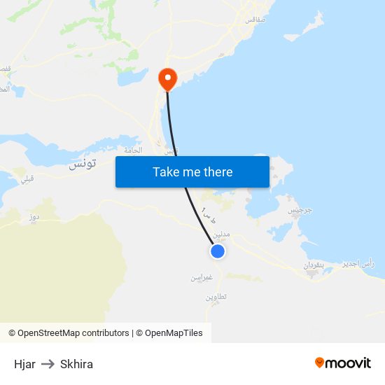 Hjar to Skhira map
