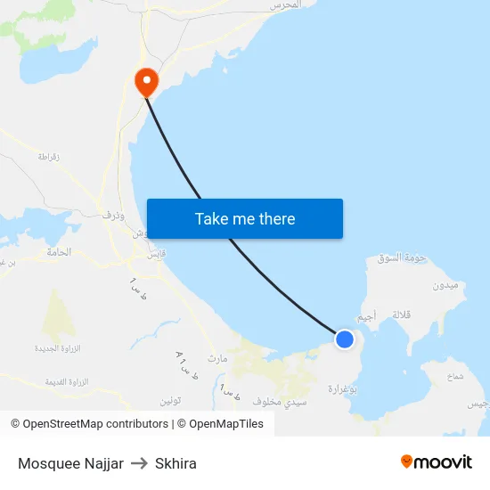 Mosquee Najjar to Skhira map