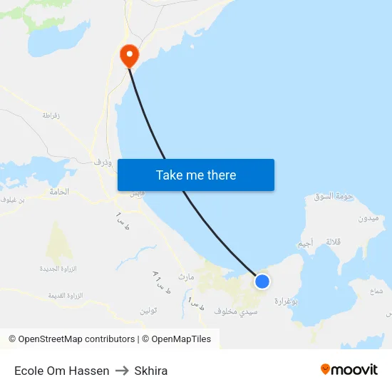 Ecole  Om Hassen to Skhira map