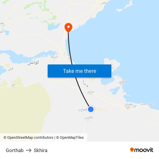 Gorthab to Skhira map