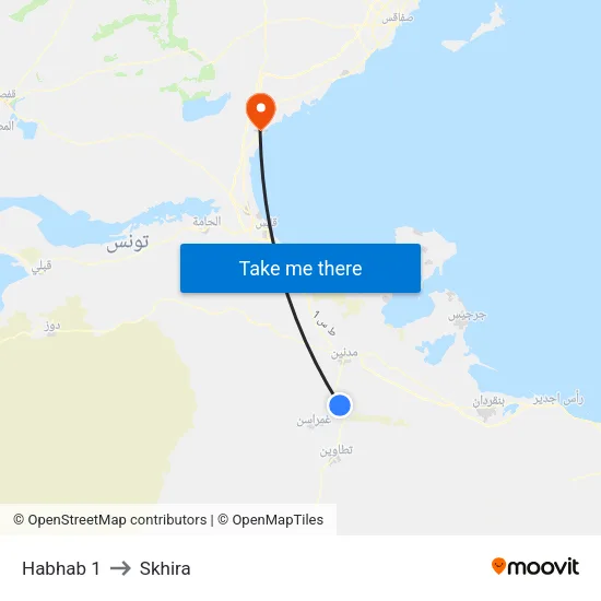 Habhab 1 to Skhira map