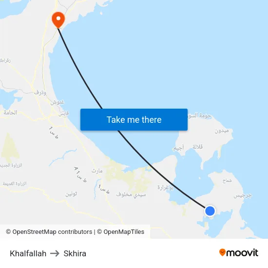 Khalfallah to Skhira map