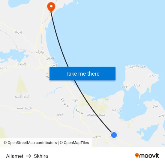 Allamet to Skhira map