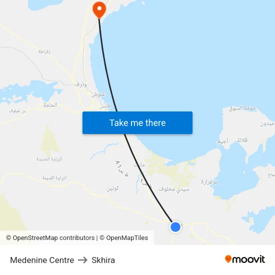 Medenine Centre to Skhira map
