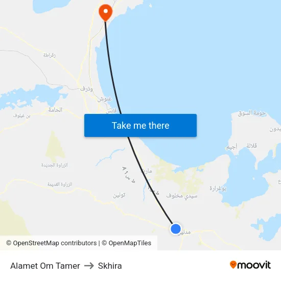 Alamet Om Tamer to Skhira map