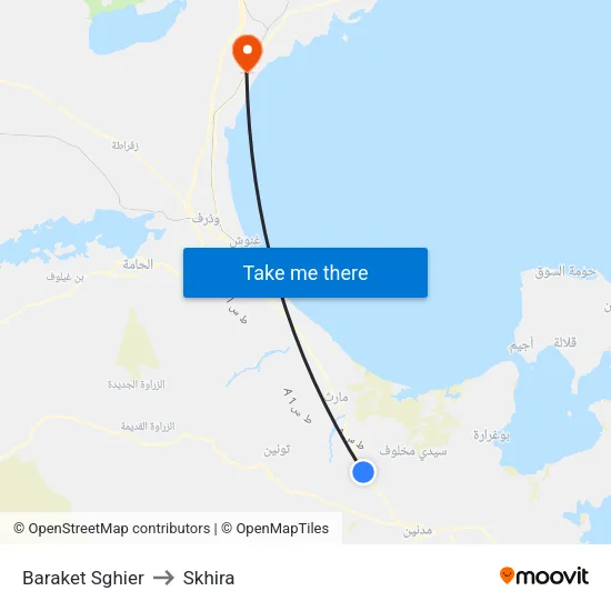 Baraket Sghier to Skhira map