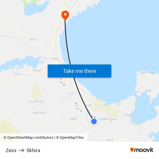 Zess to Skhira map