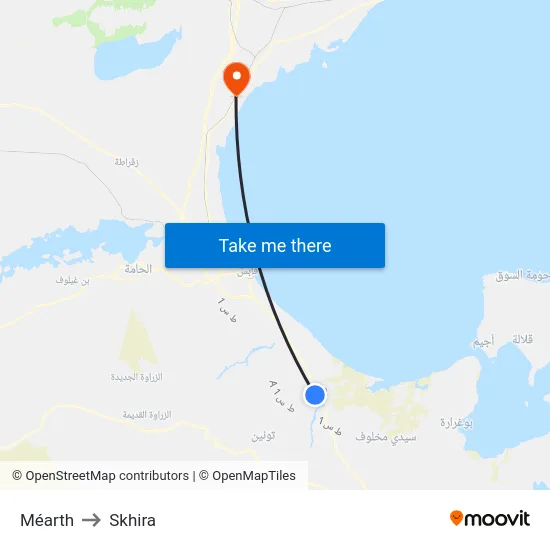 Mearth to Skhira map