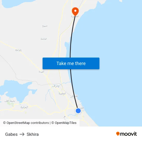 Gabes to Skhira map