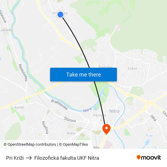 Pri Kríži to Filozofická fakulta UKF Nitra map