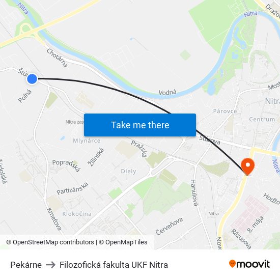 Pekárne to Filozofická fakulta UKF Nitra map