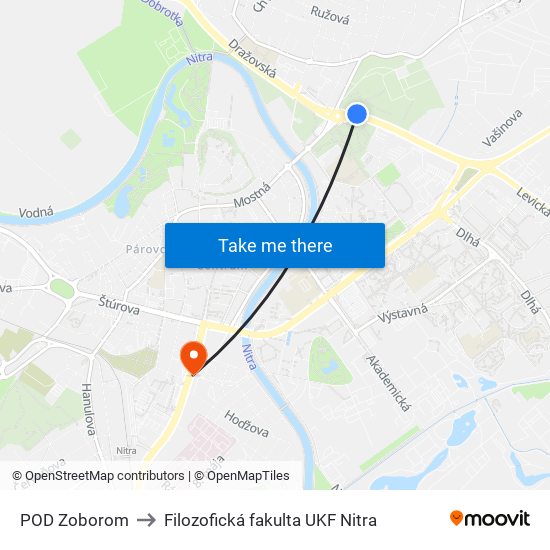 POD Zoborom to Filozofická fakulta UKF Nitra map