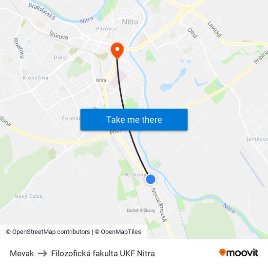 Mevak to Filozofická fakulta UKF Nitra map