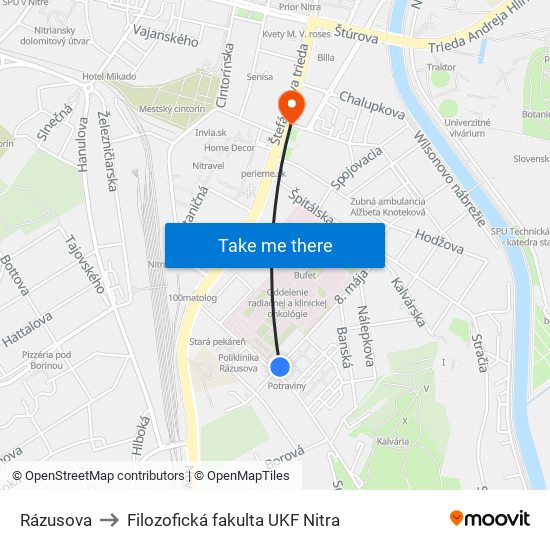 Rázusova to Filozofická fakulta UKF Nitra map