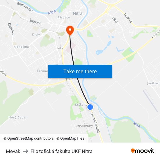 Mevak to Filozofická fakulta UKF Nitra map