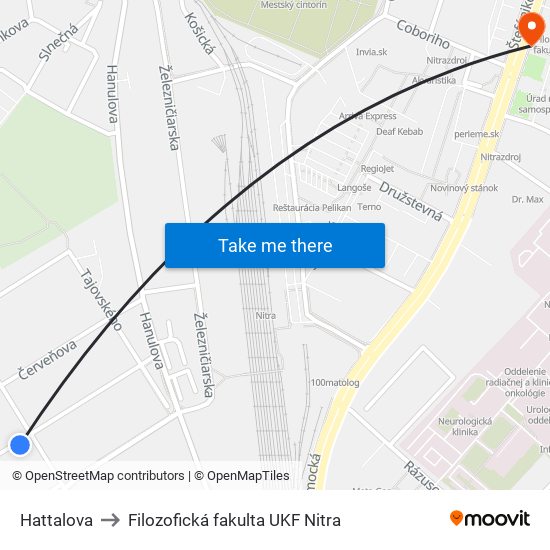 Hattalova to Filozofická fakulta UKF Nitra map