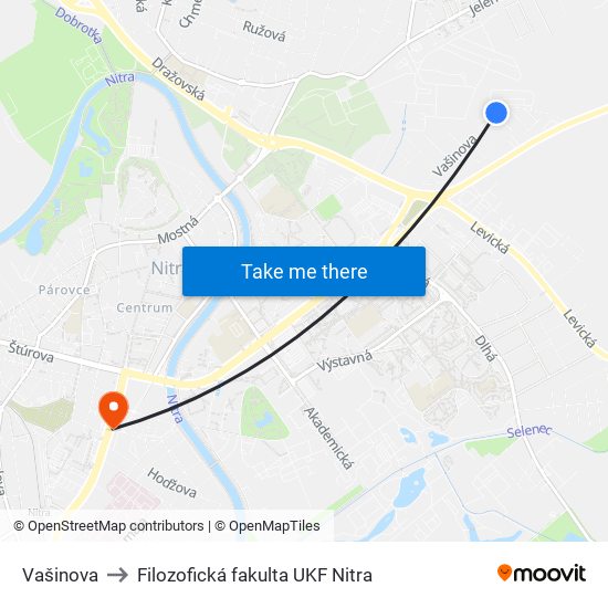 Vašinova to Filozofická fakulta UKF Nitra map