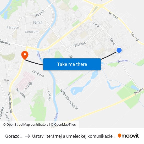 Gorazdova to Ústav literárnej a umeleckej komunikácie UKF Nitra map