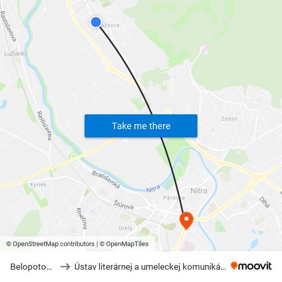 Belopotockého to Ústav literárnej a umeleckej komunikácie UKF Nitra map