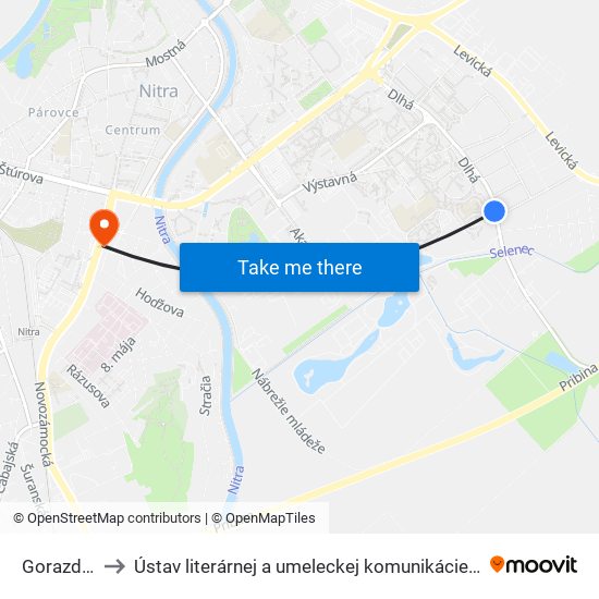 Gorazdova to Ústav literárnej a umeleckej komunikácie UKF Nitra map