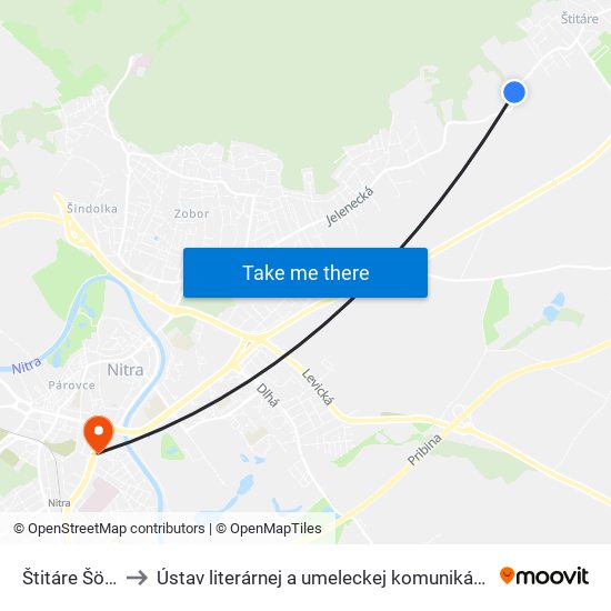 Štitáre Šöpröš to Ústav literárnej a umeleckej komunikácie UKF Nitra map