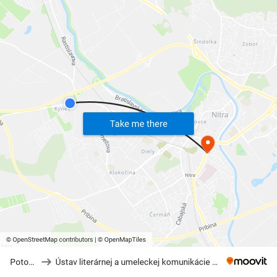 Potočná to Ústav literárnej a umeleckej komunikácie UKF Nitra map