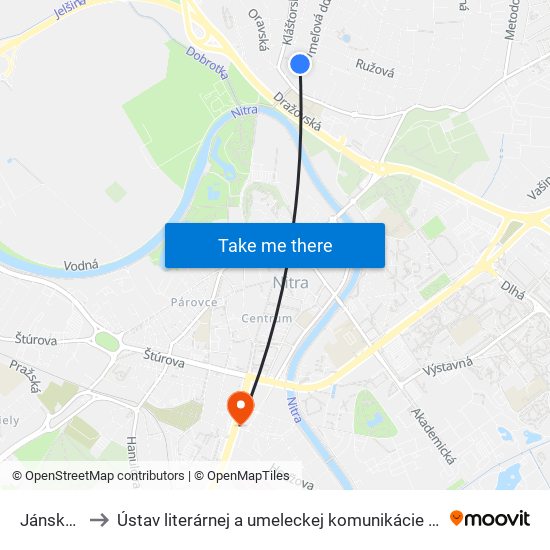 Jánskeho to Ústav literárnej a umeleckej komunikácie UKF Nitra map