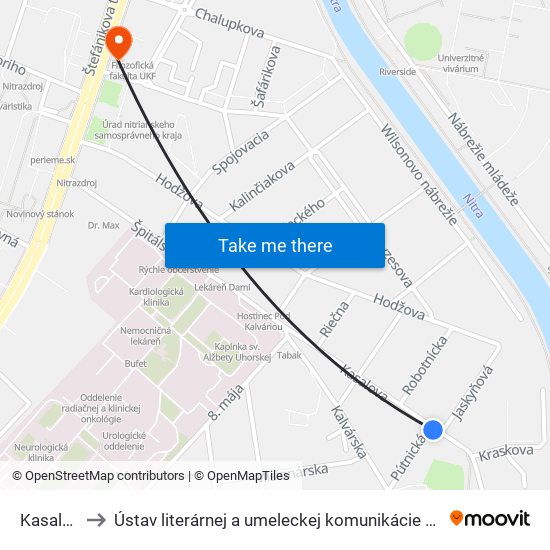 Kasalova to Ústav literárnej a umeleckej komunikácie UKF Nitra map