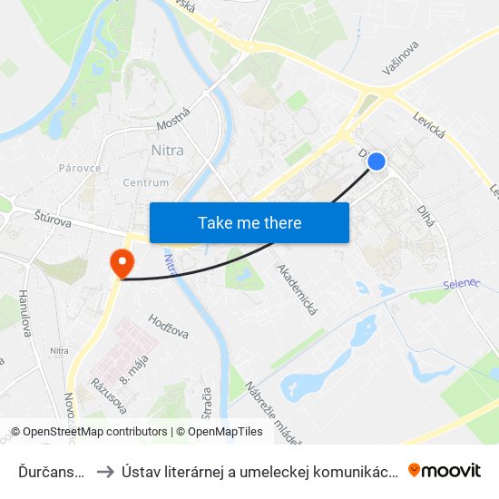 Ďurčanského to Ústav literárnej a umeleckej komunikácie UKF Nitra map
