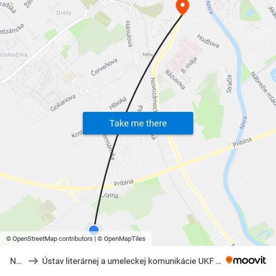 Nad to Ústav literárnej a umeleckej komunikácie UKF Nitra map