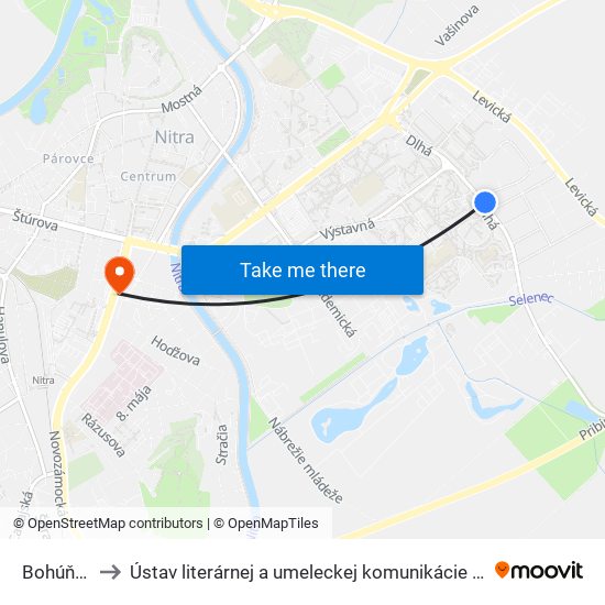 Bohúňova to Ústav literárnej a umeleckej komunikácie UKF Nitra map