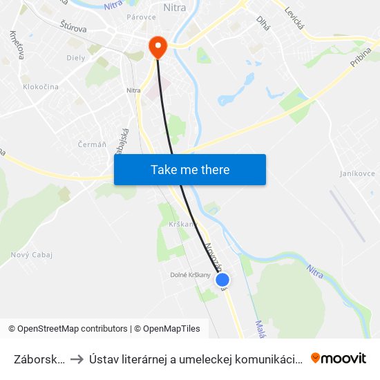 Záborského to Ústav literárnej a umeleckej komunikácie UKF Nitra map