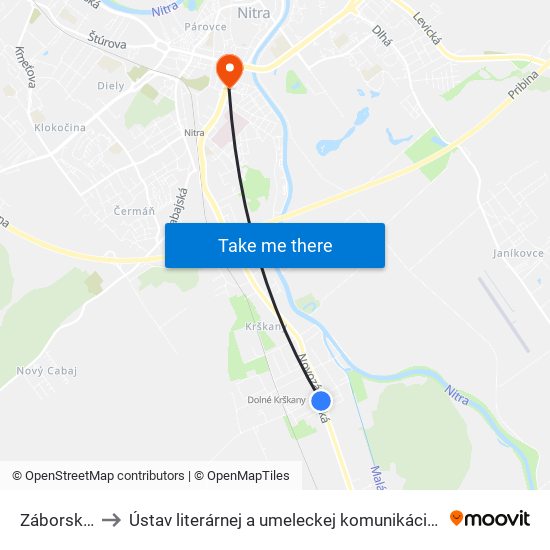 Záborského to Ústav literárnej a umeleckej komunikácie UKF Nitra map