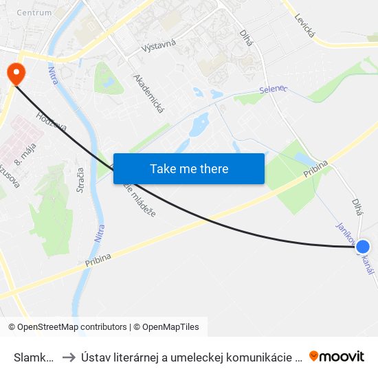 Slamkova to Ústav literárnej a umeleckej komunikácie UKF Nitra map
