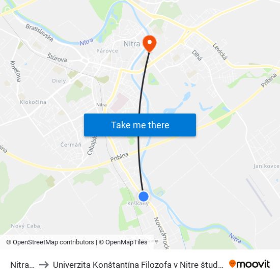 Nitrafrost to Univerzita Konštantína Filozofa v Nitre študentský domov UKF Nitra map