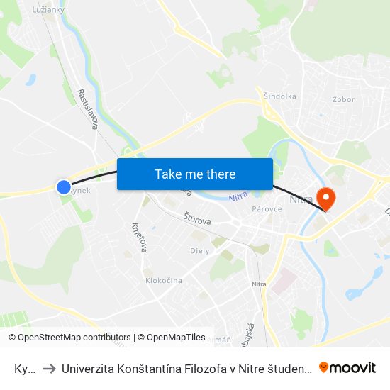 Kynek to Univerzita Konštantína Filozofa v Nitre študentský domov UKF Nitra map