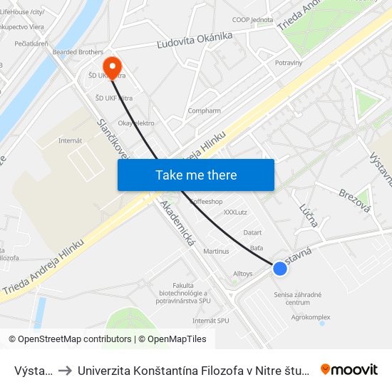 Výstavisko to Univerzita Konštantína Filozofa v Nitre študentský domov UKF Nitra map