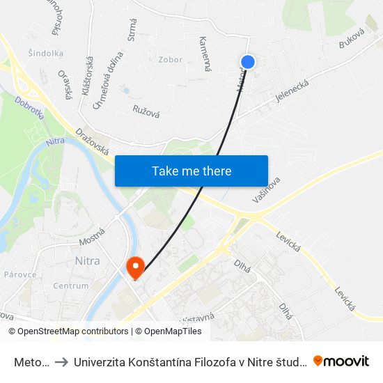 Metodova to Univerzita Konštantína Filozofa v Nitre študentský domov UKF Nitra map