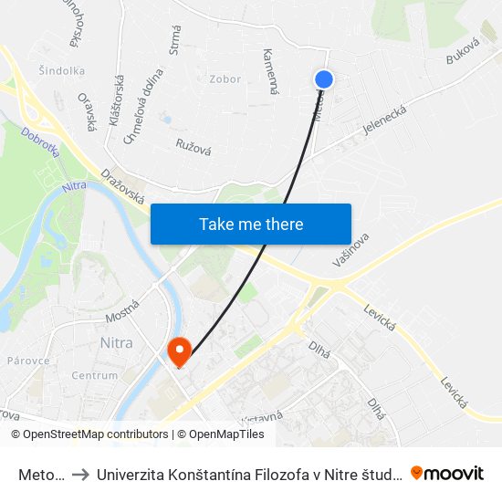 Metodova to Univerzita Konštantína Filozofa v Nitre študentský domov UKF Nitra map