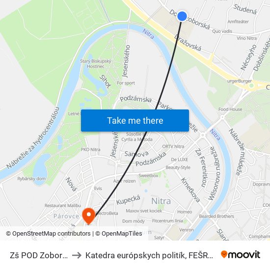 Zš POD Zoborom to Katedra európskych politík, FEŠRR, SPU map