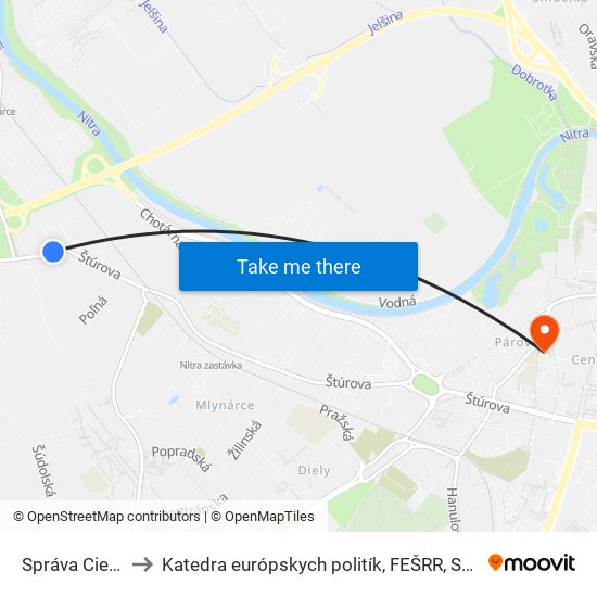 Správa Ciest to Katedra európskych politík, FEŠRR, SPU map